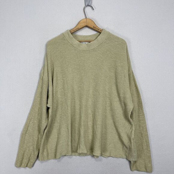 Free People Sweaters - FREE PEOPLE Beach Sweater Size Large Slouchy Beige Cotton Blend
